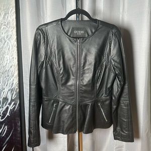 Black, leather Guess jacket